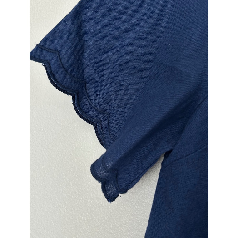 Roller Rabbit x Target Women oversized XS Navy Embroidered Scallop Cropped top - Picture 6 of 12